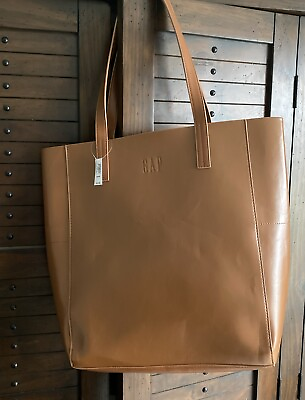 #ad Gap Cognac Brown Leather Style Tote Bag Purse Women New With Tags $39.00