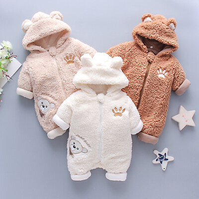 #ad Baby Toddler Boy Girl Warm Bear Winter Pram Suit All In One Fleece Coat Jacket $17.09