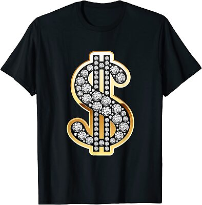 NEW LIMITED Dollar Sign Gold Diamond $ Bling Gift T Shirt S 3XL $22.99