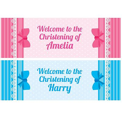 #ad 2 Personalised Christening Birthday Banner Children Kid Party Decoration Poster GBP 14.99