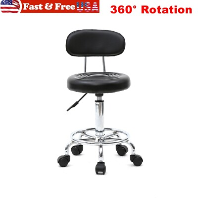#ad Bar Spa Stool Work Shop Adjustable Rolling Chair Hydraulic Lift Seat W Backrest $49.99