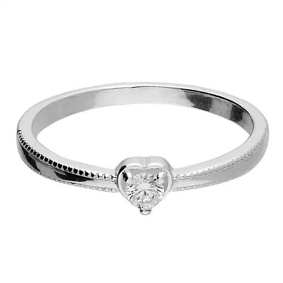 #ad Cubic Zirconia Heart With A Beaded Edge Sterling Silver $32.53
