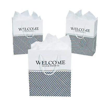 #ad Medium Nautical Welcome Wedding Gift Bags With Tags Party Supplies 12 Pieces $15.47