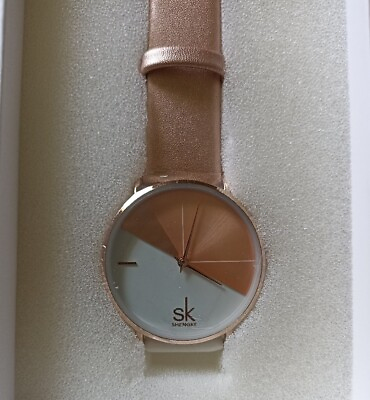 #ad SK SHENGKE Women Watch Elegant Ladies Business Wristwatch Pink Gold Tone $11.28