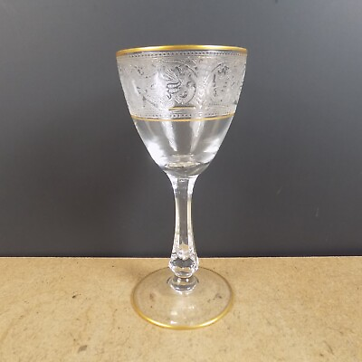#ad Glastonbury Lotus Brocade Gold Etched Wine Glass Goblet 6quot; Tall $12.99