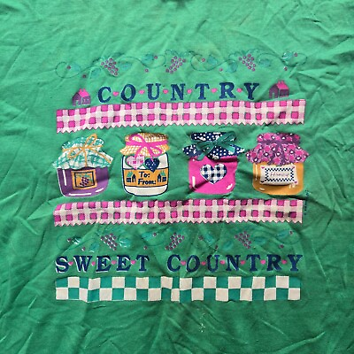 #ad quot;Country Sweet Countryquot; Vintage Green T Shirt Short Sleeve Adult Women#x27;s Size XL $8.00