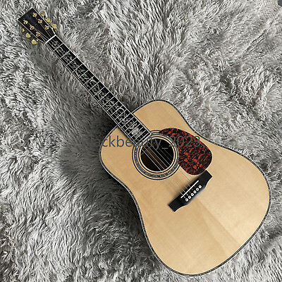 #ad Factory D45 Electric Acoustic Guitar Solid Spruce Top Hollow Body Bone Nut $358.98