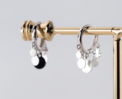 #ad 925 Sterling Silver Dangle Drop Tiny Wafer Huggie Hoop Earrings A1988 $15.99