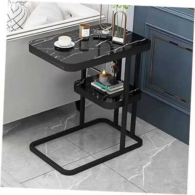 #ad 2 Layers Small Round Side Tablec Table End TableMarble Side Blackblack $68.78