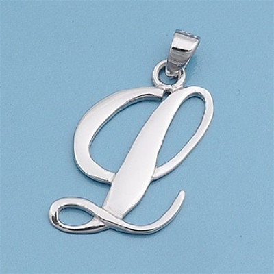 #ad Alphabet Initial Pendant Sterling Silver 925 Rhodium Plated Jewelry Letter L $14.52