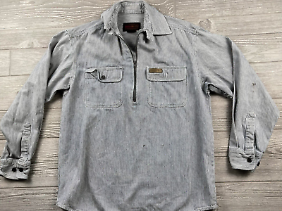 Hickory Shirt Company Mens S Striped Workwear Railroad Welder Half zip long slee $17.99