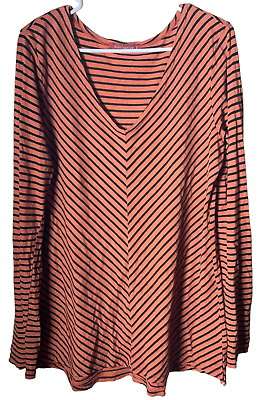 #ad Cut Loose Womens long sleeve striped v neck tunic shirt size Medium M $23.69