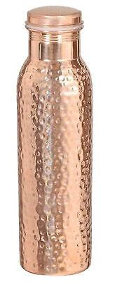 #ad 100% Pure Copper Water Bottle For Yoga Ayurveda Health Benefits 1000ml Hammered $15.95