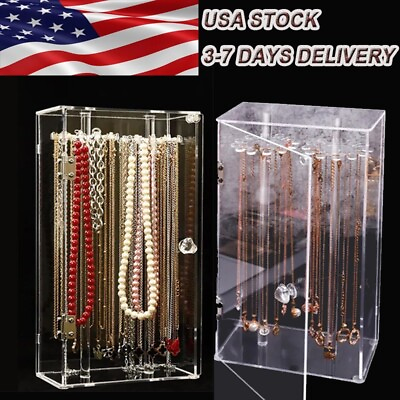 #ad #ad Adjustable Acrylic Necklace Display Stand Clear Jewelry Box Rack Pendant Holder $19.61