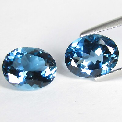 #ad 9.60Cts Glorious Natural London Blue Topaz Oval Shape Collection Pair $189.99