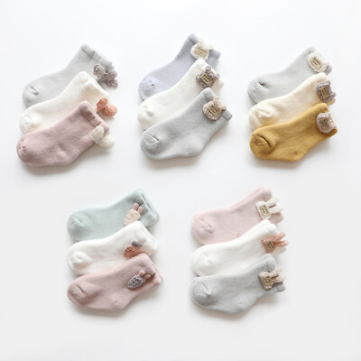#ad 3 Pair Baby Socks Cartoon Socks Newborn Infants Boat Socks Antislip Socks 0 3Y $12.26