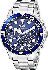 #ad Fossil Mens FB 03 Stainless Steel Casual Quartz Watch Silver Blue Dial $62.99