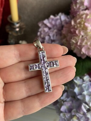 #ad Sterling Silver Vintage 925 Womens Jewelry Necklace Pendant Cross Italy Marked $100.00
