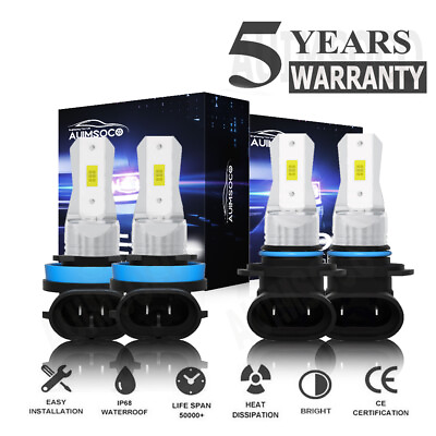 #ad 4X H119005 LED Headlight High Low Beam Light Kit Combo 10000K Bulbs Xenon White $32.99