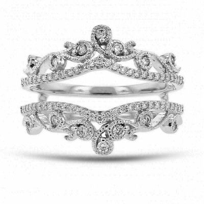 #ad 2 Ct Round Lab Created Diamond Wedding Enhancer Guard Ring 14k White Gold Finish $60.37