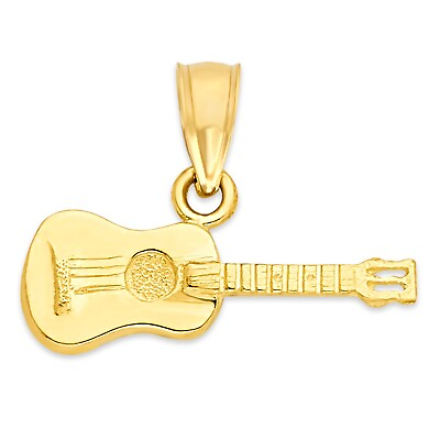 #ad Solid Gold Guitar Pendant in 10 or 14k Music Jewelry Gifts for Her $109.79