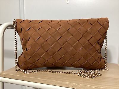 #ad fox suede woven clutch with detachable chain strap $23.00