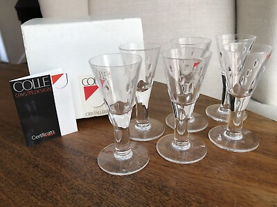 Colle Boxed Set Of 6 Vintage Crystal Vodka Cordial Glasses Made In Italy EUC $69.99