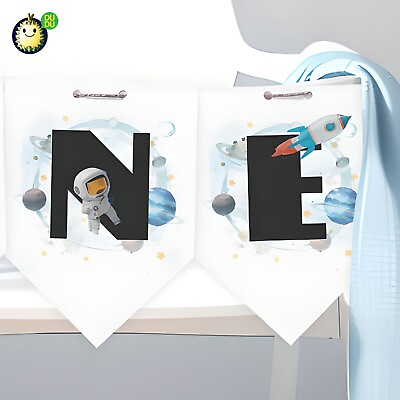 #ad DIGITAL DOWNLOAD First Birthday High Chair Banner Boy Outer Space Birthday Party $3.50