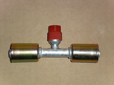 #ad NEW BEADLOCK #8 AC HOSE FITTING SPLICER WITH R134A HIGHSIDE SERIVE PORT 6023 $9.75
