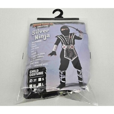 #ad Spook Tacular Creations Silver Ninja Child Costume Sz 3T $10.39