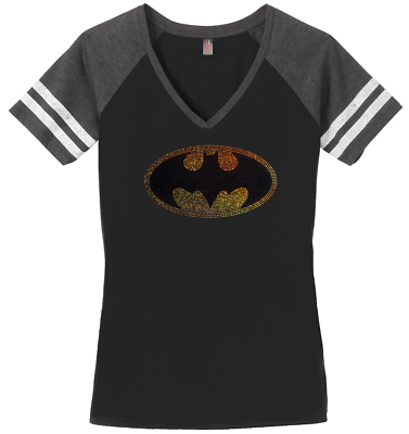 #ad Women#x27;s Batman T Shirt Ladies Tee Shirt S 4XL Bling V Neck $34.99