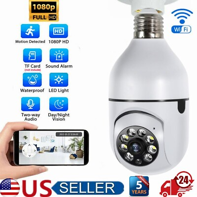 #ad 360° 1080P IP E27 Light Bulb Camera Wi Fi Wireless Smart Home Security IR Night $12.99
