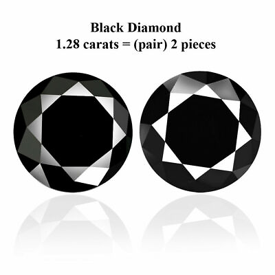 #ad Enticing 1.28ct Round Pair Jet Black Color Natural Black Diamond Mined at Africa $226.80