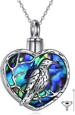 Raven Urn for Ashes Cremation Keepsake Pendant Necklace Women Sterling Silver $115.16
