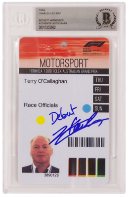 #ad Charles Leclerc Signed Formula 1 Race Pass Inscribed Debut BGS Authentic $2499.99