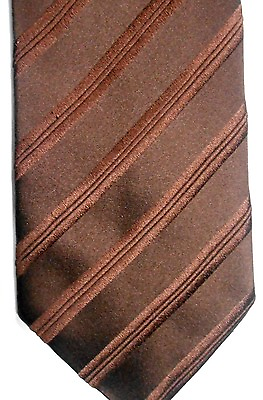 Valentine Men#x27;s Silk Tie 59quot; X 3.75quot; Brown w brown British Stripes $8.99