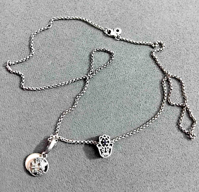 #ad Pandora necklace with 2 charms 925 silver stamped original ALE $65.00