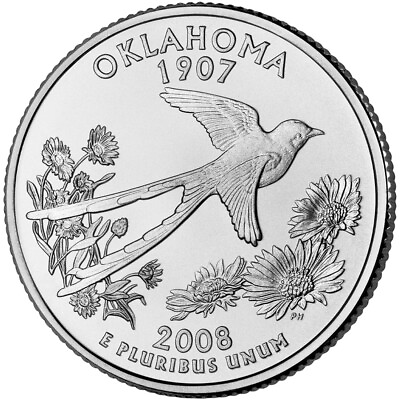 #ad 2008 P Oklahoma State Quarter. Uncirculated from US Mint Roll. $2.39