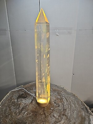 #ad 5.3lb Clear Yellow Smelt Melting Quartz Crystal Point Tower Polished W Led $75.00
