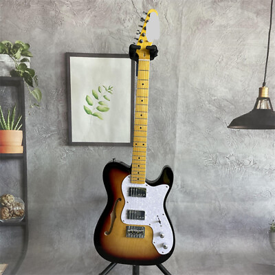 #ad New Custom Semi Hollow Vintage II TL 3 Tone Sunburst Electric Guitar HH Pickups $308.88