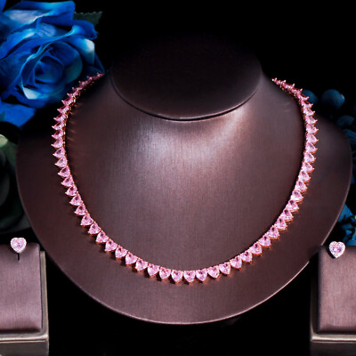 #ad Women Fashion Rose Gold Plated Heart Cut Zircon Crystal Wedding Jewelry Set Gift $19.62