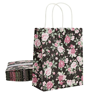 24 Pack Medium Floral Paper Gift Bags with Handle for Birthday Party 10x8x4” $18.99