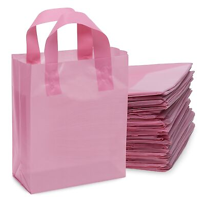 #ad #ad Pink Plastic Bags 100 Pack Large Frosted Rose Plastic Pink Gift Bags with Hand $46.84