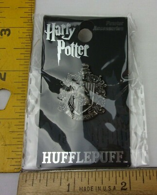 #ad metal Hufflepuff lapel pin cloak Harry Potter Monogram MIP licensed $6.95