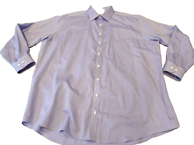 #ad Enro Mens Dress Shirt 2XL 18.5 36 37 Tall Blue Pinpoint Oxford Non Iron Business $18.50