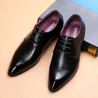 #ad Mens PU Leather Pointed Toe Lace Up Business Formal Wedding Dress Shoes Oxfords $48.28