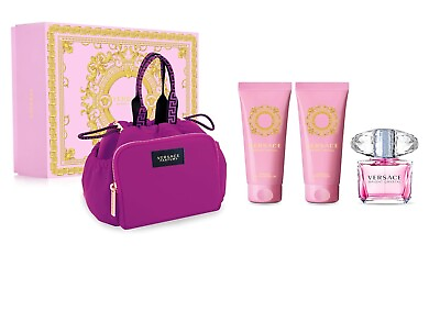 #ad Versace Bright Crystal 4 Pcs Eau De Toilette Gift Set For Women NEW $84.99