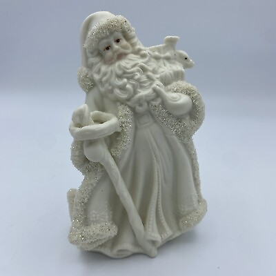 #ad K#x27;s Collection White Glitter Porcelain Santa Claus With Toys Christmas Figurine $8.50
