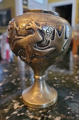 #ad Antique Bronze Chinese Censer Incense Pot Dragon Pearl Wisdom Substantial Weight $200.00