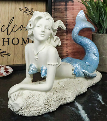 #ad Ebros Ocean Goddess Celeste Blue Tailed Mermaid Statue 8quot;L Under The Sea $24.99
